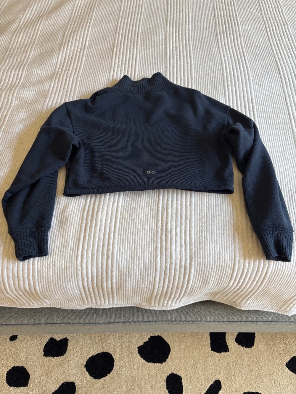 ALO Yoga Navy Serenity Cropped Mock Neck Sweatshirt